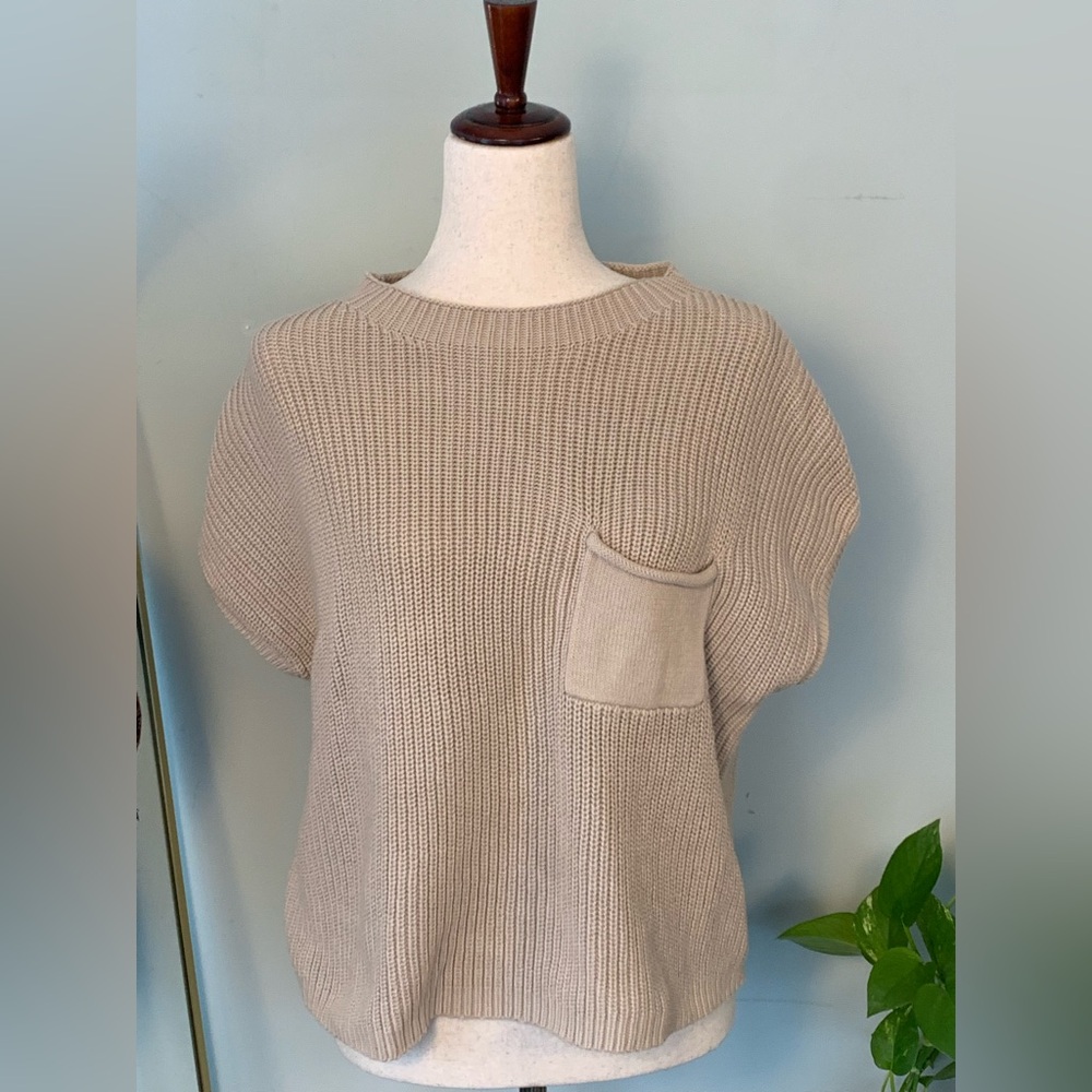 LILLusory Knitted Cotton Pullover Sleeveless Pocket Sweater Ribbed XL